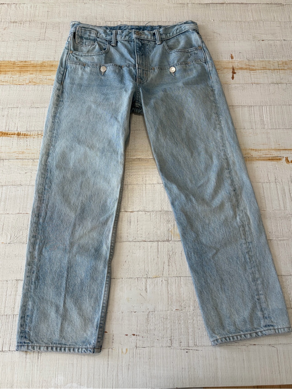 Helmut Lang Size 28 Oversized Boyfriend Jeans In Light Marble Front Pockets